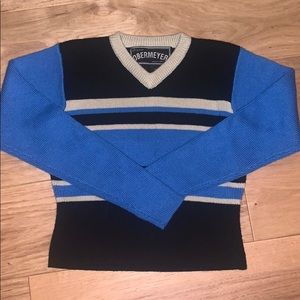 ⚠️SOLD! blue, white & black striped wool sweater